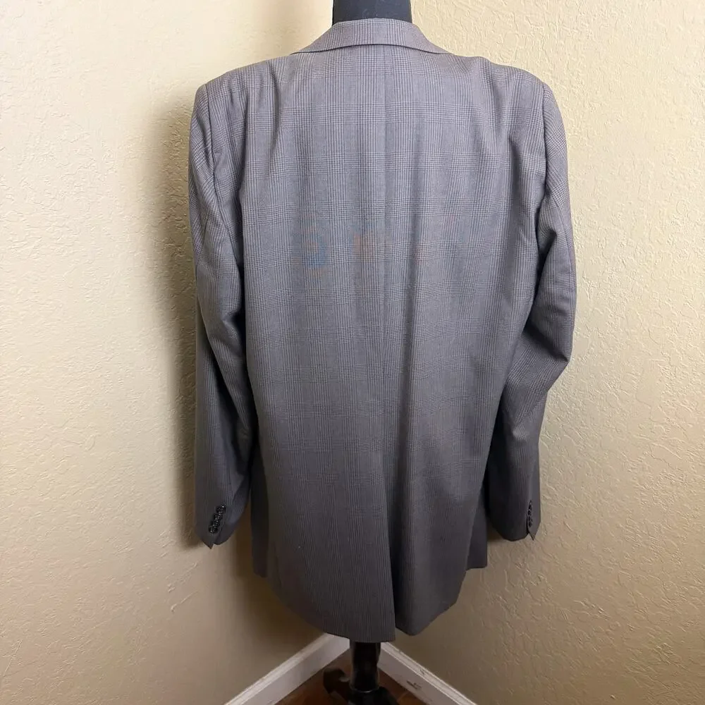 Vintage Burberrys Wool Blazer Gray Check 2 Button USA Mens Sport Coat